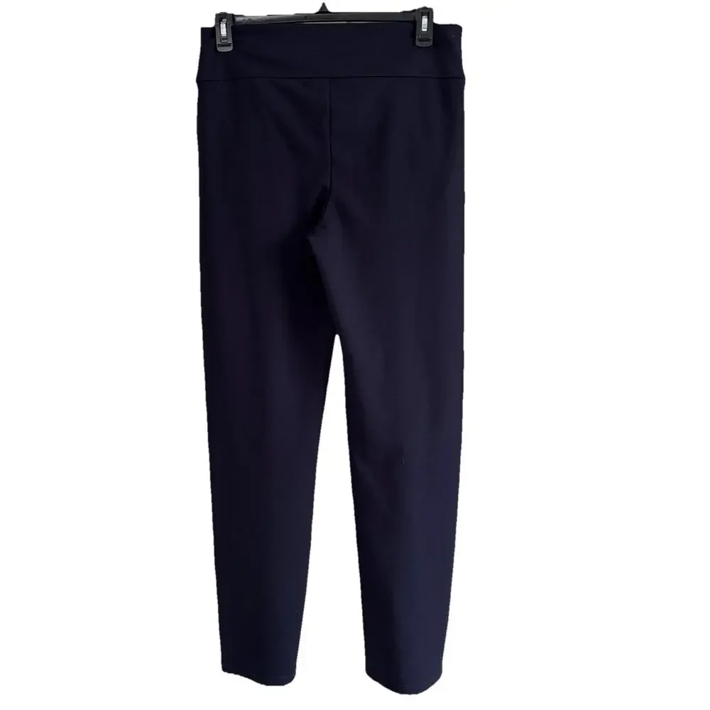 Saint + Sophia Putney Pull On Pants Size 12 Navy Blue Relaxed Straight Pockets - Picture 4 of 16